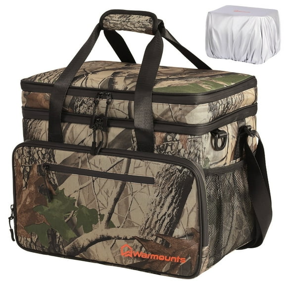 WARMOUNTS Insulated Bag 48 Cans & Soft Cooler Bag 2 in 1, w/ Insulating Cover, Upgraded Leakproof Camping Cooler Bag 2 Compartment for Camping Hiking Picnic Beach