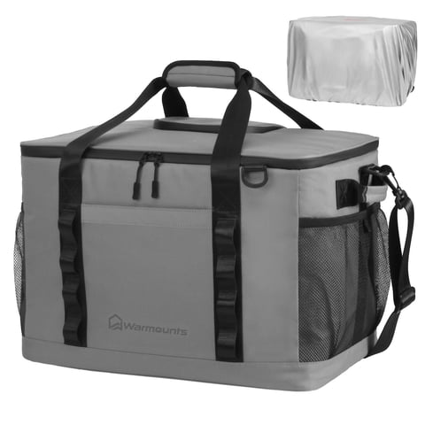 WARMOUNTS Insulated Bag 75 Cans & Soft Cooler Bag 2 in 1, w/ Insulating Cover, Upgraded Leakproof Camping Cooler Bag 2 Compartment for Camping Hiking Picnic Beach