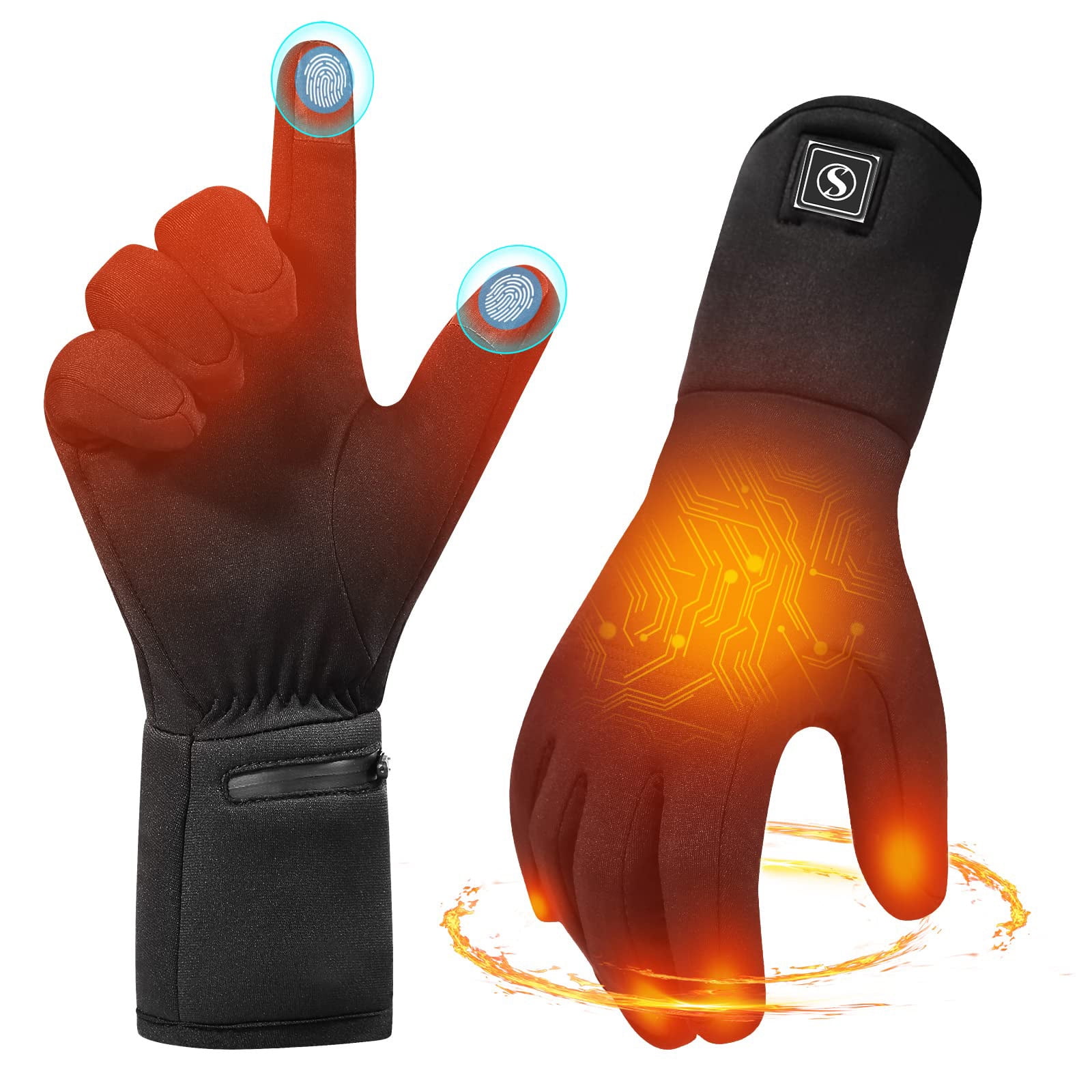Free Shipping WARMSTOORE Heated Glove Liners Rechargeable Electric Battery Unisex Upgraded Touchscreen Thin Gloves for Winter Hiking Ski Riding Cycling Black XXS Walmart Walmart