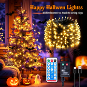 WARMTUYO LED Christmas String Lights, 66FT 200 LEDs, Timer, Warm White, for Halloween Xmas Tree Home Party Garden