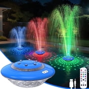 WARMTUYO Floating Pool Fountain with Light Show, Rechargeable with Remote, 9 Pool Light Modes & 3 Fountain Modes for Above Ground Pool, Pool Pond,Outdoor, Yard, Bird Baths