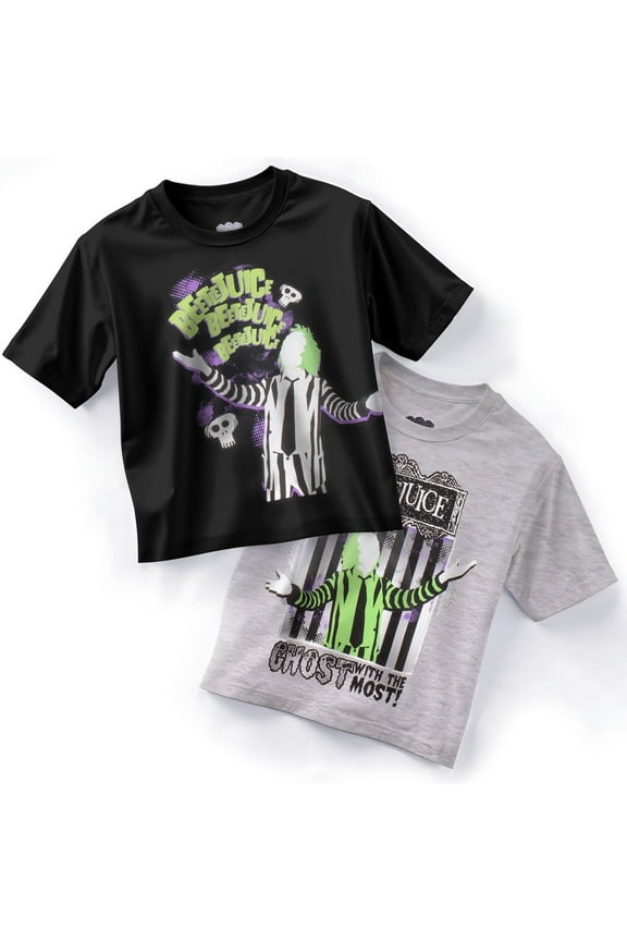 WARNER BROS Beetlejuice Boys Graphic Tees Short Sleeve T Shirts Beetlejuice Graphic Print T Shirt 2 Pack Boys Tees (Sizes 4-18)
