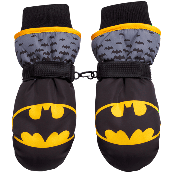 WARNER BROS Boys' Batman Ski Gloves - Superhero Logo Winter Ski Gloves or Mittens