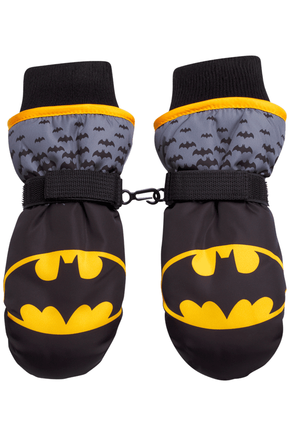 WARNER BROS Boys' Batman Ski Gloves - Superhero Logo Winter Ski Gloves or Mittens