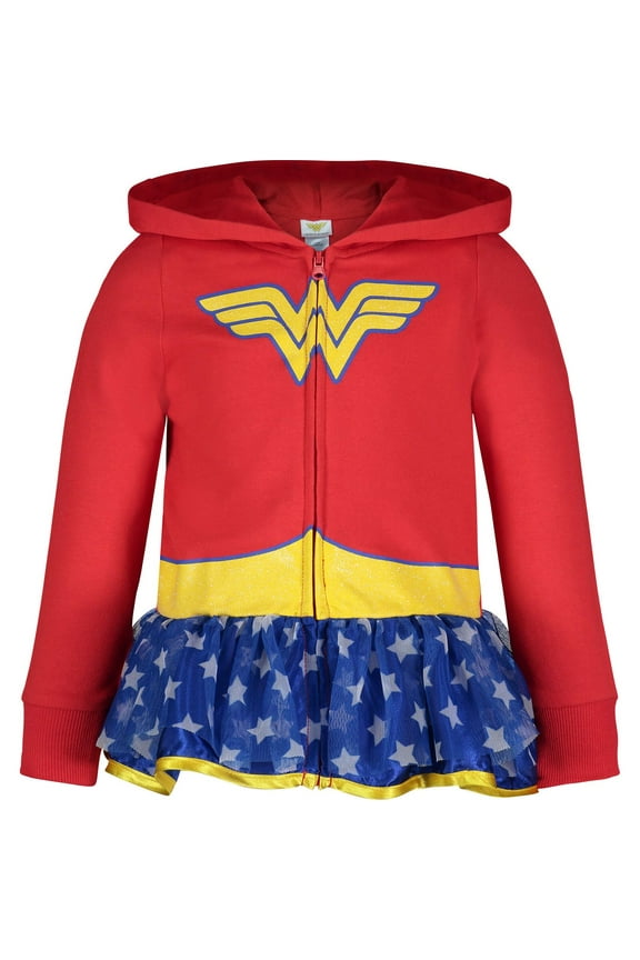 WARNER BROS Justice League Wonder Woman Toddler Girls Zip Up Costume Hoodie Infant to Big Kid