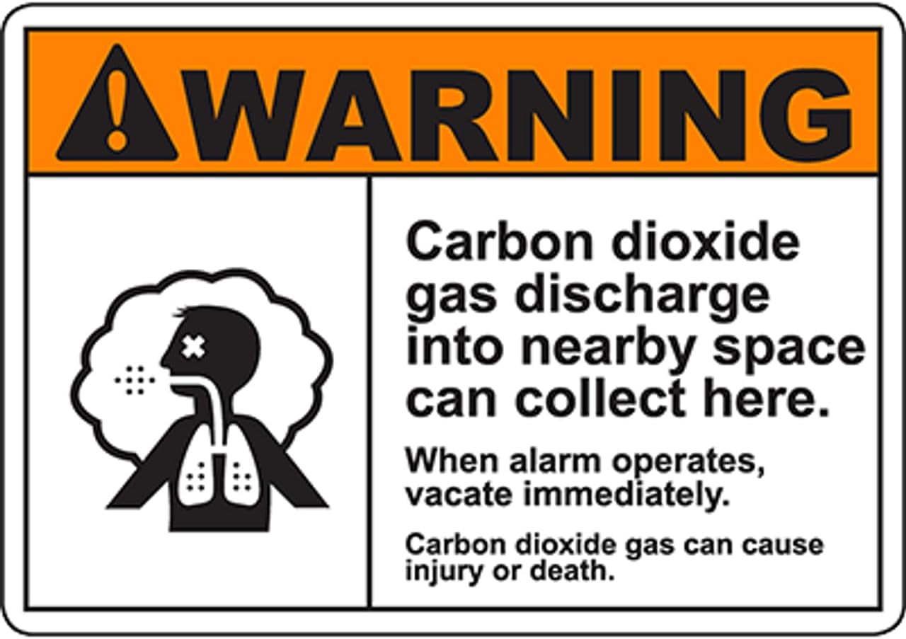 WARNING Carbon Dioxide Discharge Collects Here Sign Safety Signs