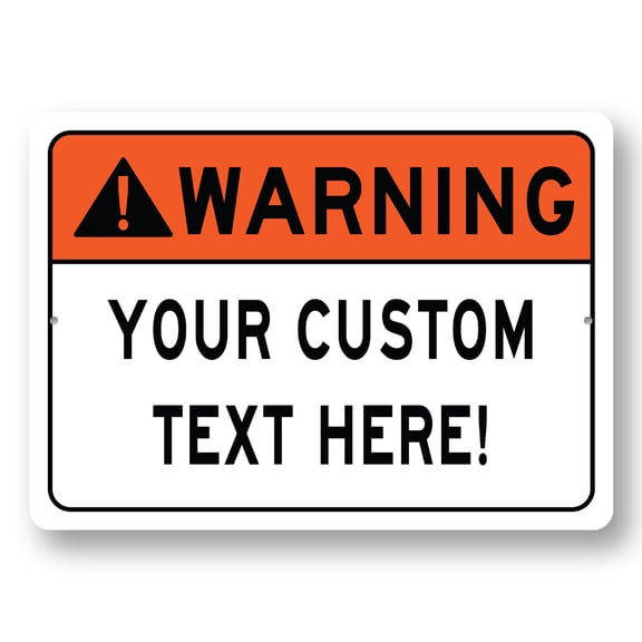 WARNING Custom Text Here Aluminum Metal Decor Sign - 4x18 inches