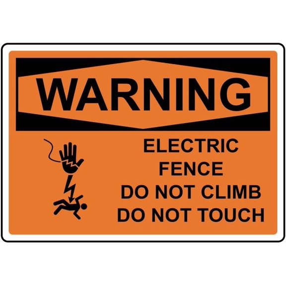 WARNING Electric Fence Do Not Climb Sign With Symbol 8x12 Inch Metal Sign Safety, Warning, or Notice Wall Decor