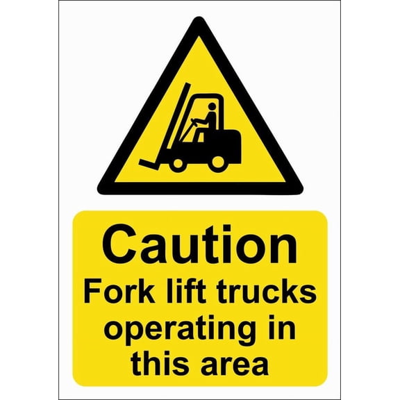 WARNING FORK LIFT TRUCKS OPERATING Metal Sign/FOAMEX SITE/SAFETY SIGNAGE Size: 16 x 12 Inch