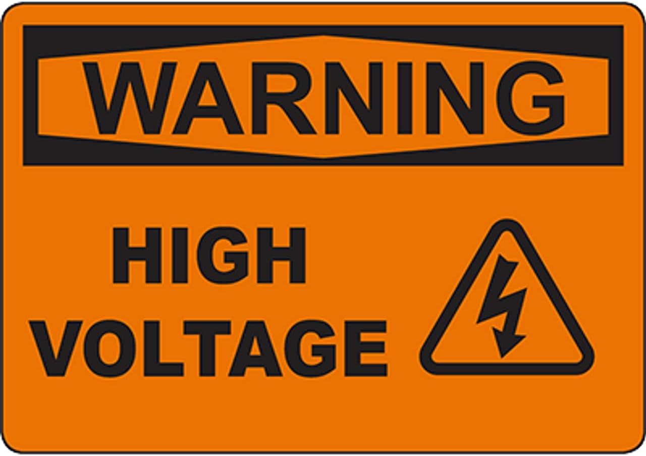 WARNING High Voltage Sign w/Symbol Safety Signs Electrical Safety Signs