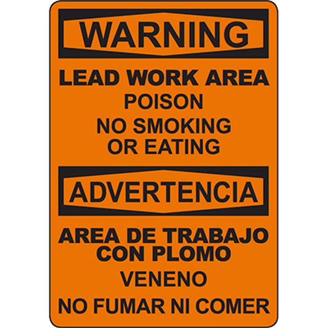 WARNING Lead Work Area Bilingual Sign Safety Signs Sign 8x12