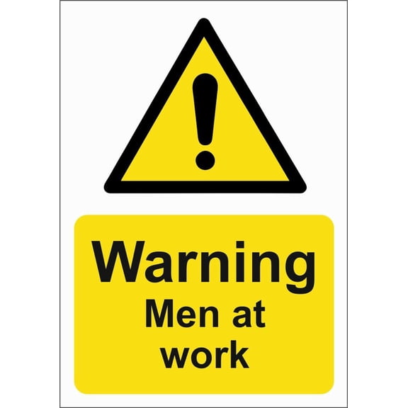 WARNING MEN AT WORK Metal Sign/FOAMEX SITE/SAFETY SIGNAGE Size: 16 x 12 Inch