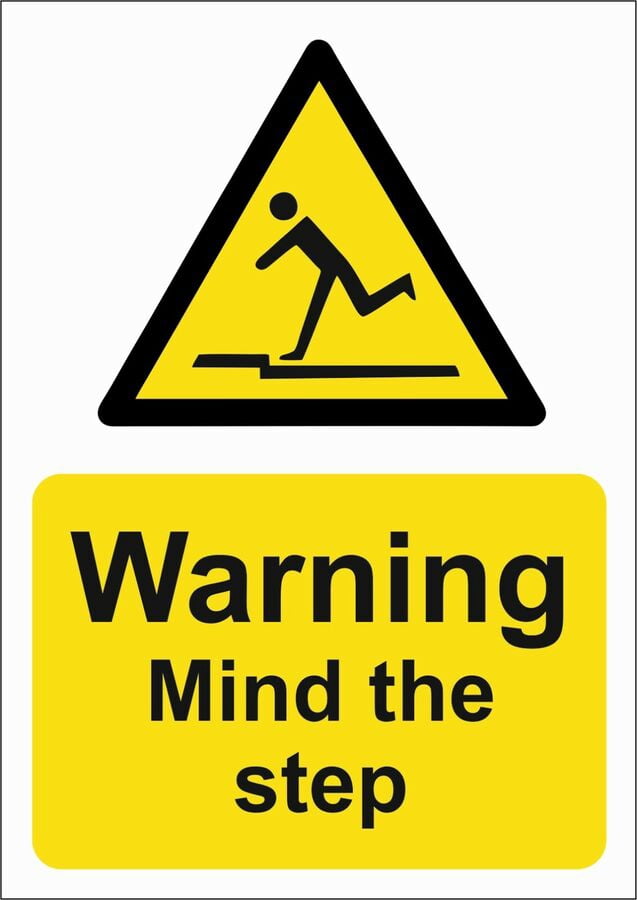 WARNING MIND THE STEP Metal Aluminum Sign/FOAMEX SITE/SAFETY SIGNAGE ...