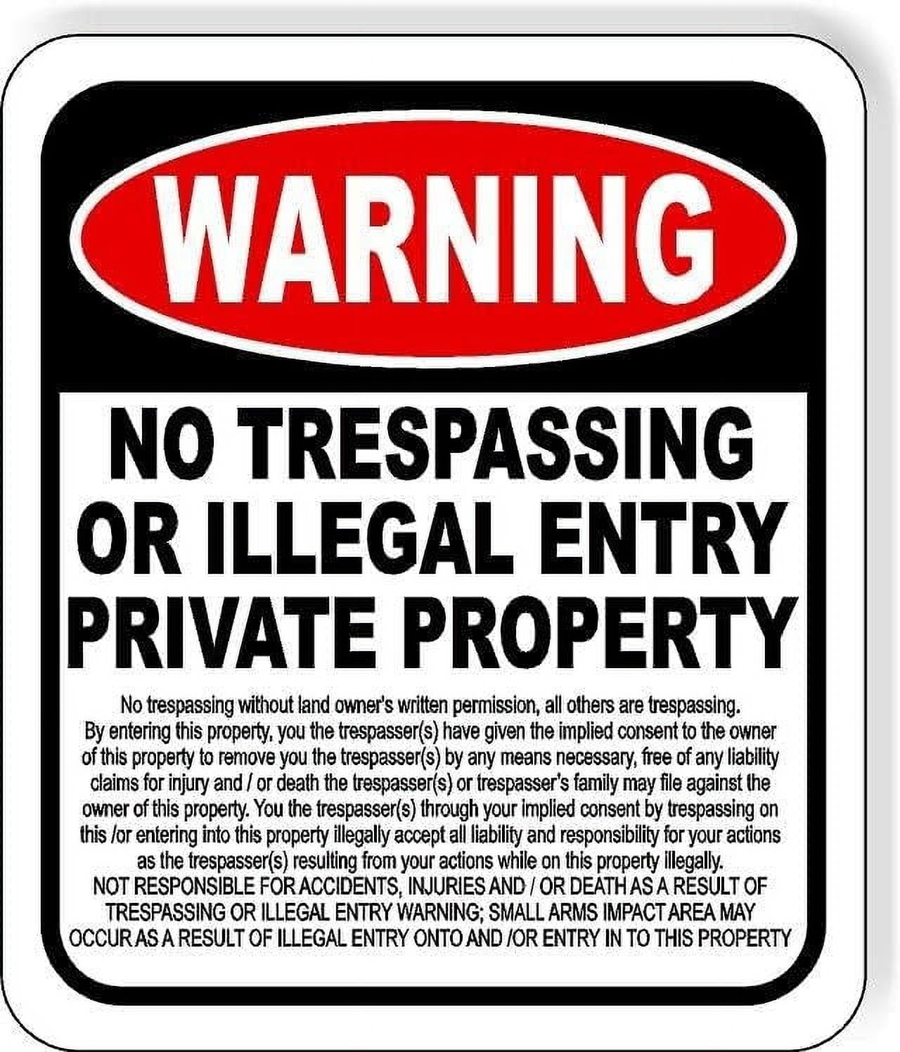 Work House Signs WARNING NO TRESPASSING OR ILLEGAL ENTRY Aluminum ...