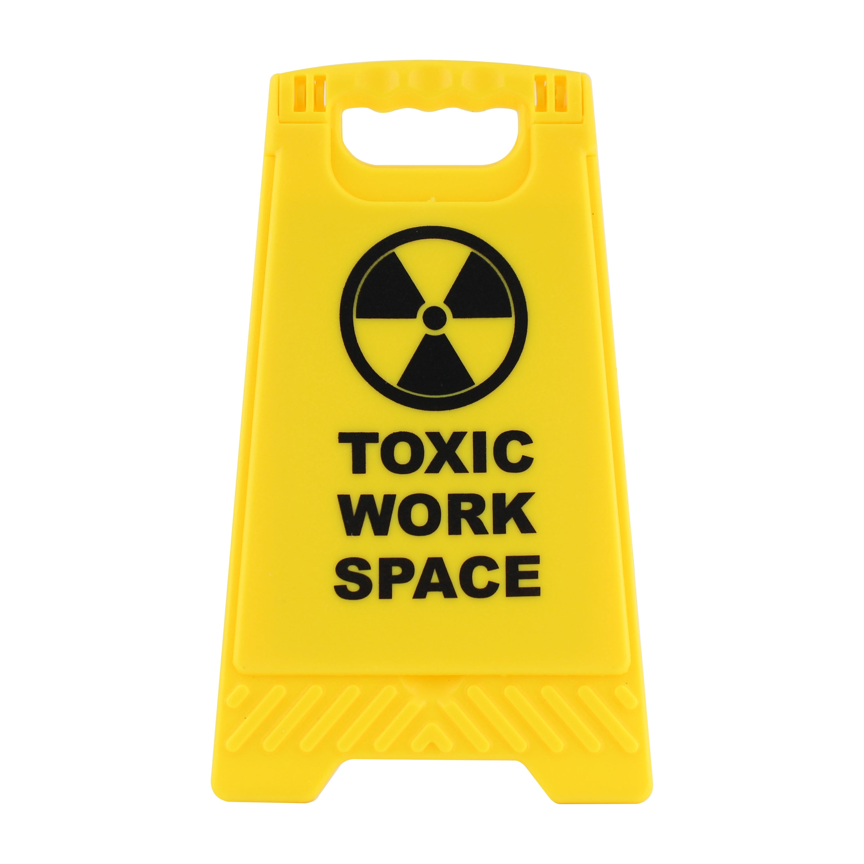 Warning Sign Desk Accessory with Phone Stand and Mirror, 3.11 x 5.43 in