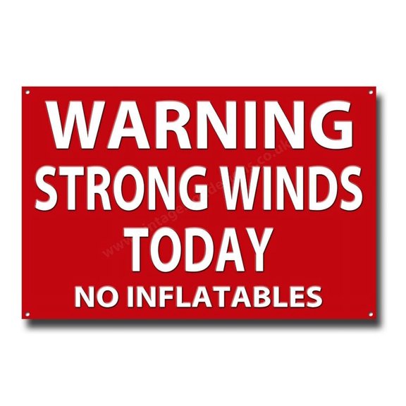 WARNING STRONG WINDS TODAY Metal Aluminum Sign,TOILET/BATHROOM SIGN.BEACH SIGN,LIFE GUARD Size: 8 x 12 Inch