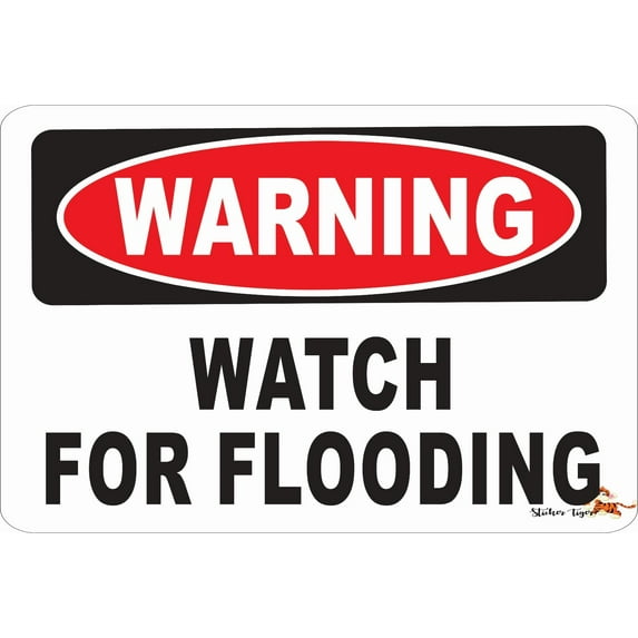 WARNING WATCH FOR FLOODING Aluminum 8 x 12 Metal Novelty Vintage Reproduction Danger Sign
