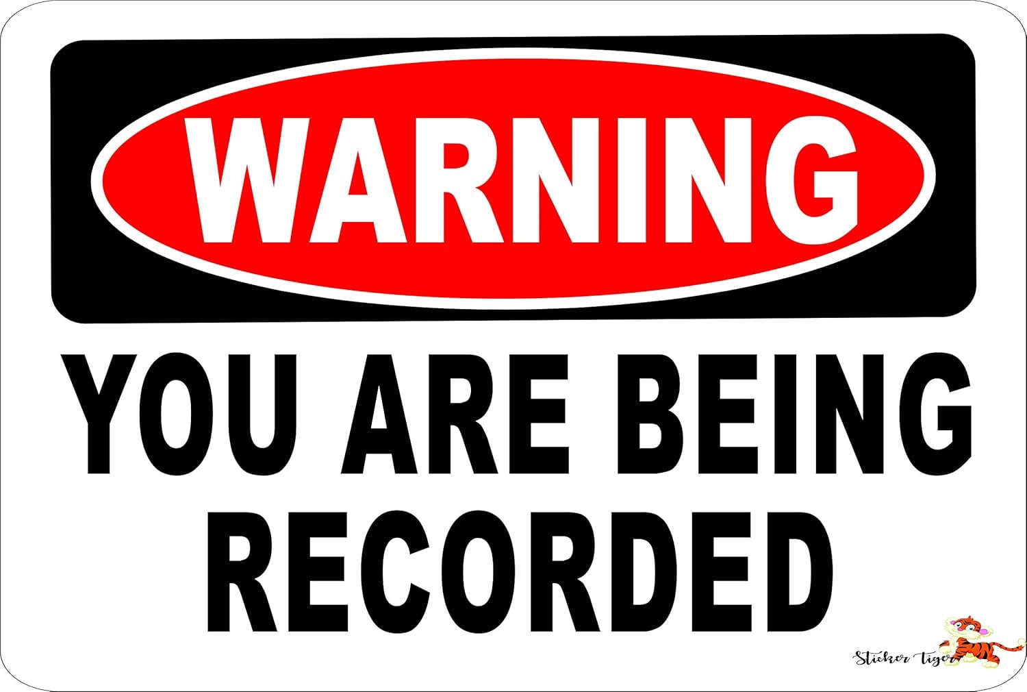 WARNING YOU ARE BEING RECORDED Aluminum 8 x 12 Metal Novelty Vintage ...