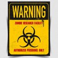 thumbnail image 1 of WARNING ZOMBIE RESEARCH FACILITY metal aluminum wall sign/PLAQUE Retro/Vintage poster Size: 8 x 12 Inch, 1 of 5
