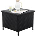 thumbnail image 1 of WAROOM Outdoor PE Wicker Side Table with Storage Patio End Table Resin Rattan Storage Table for Garden Backyard Porch Poolside, Black, 1 of 8