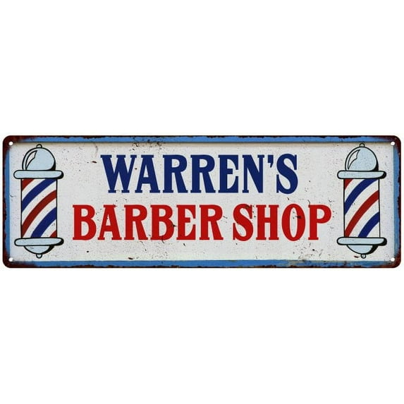 WARREN'S Barber Shop Hair Salon Metal Sign Retro 6x18 106180031486