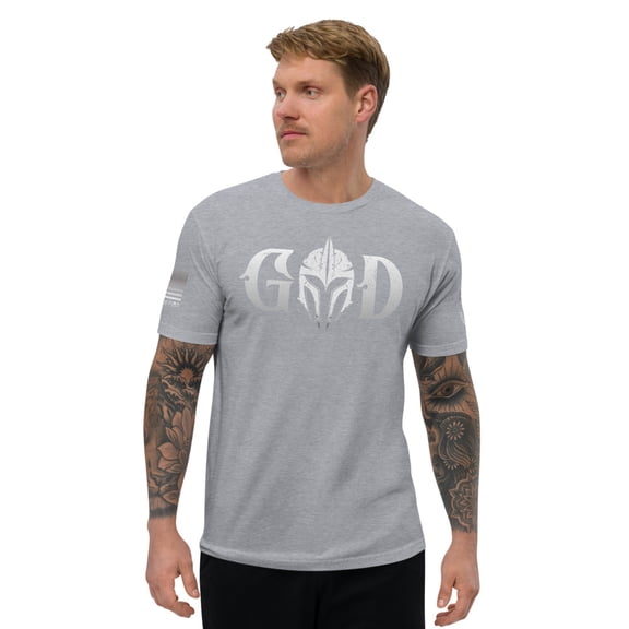 WARRIOR OF GOD Fitted T-shirt (Heather Grey, 3XL)