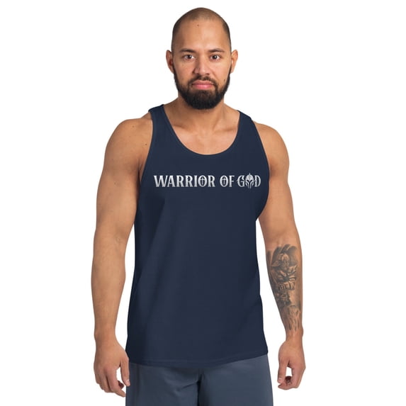 WARRIOR OF GOD Men's Tank Top (Navy, M)
