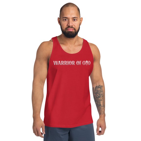 WARRIOR OF GOD Men's Tank Top (Red, 2XL)