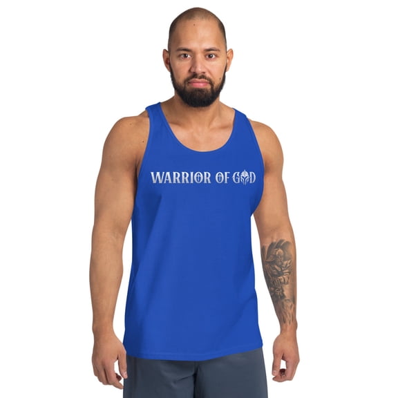 WARRIOR OF GOD Men's Tank Top (True Royal, 2XL)