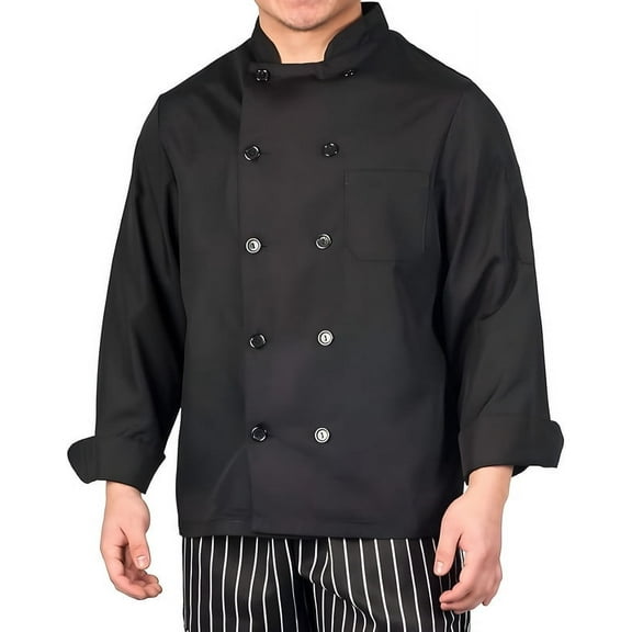 WARRIOR POINT Men's Lightweight Long Sleeve PolyCotton Chef Coat Proffesional Chef Kitchen, Bakery & Culinary Chef Coat S