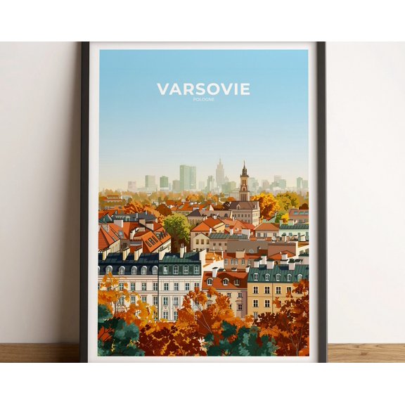 WARSAW poster · Warsaw travel poster · Warsaw art print · Warsaw poster · Warsaw in Poland · izable gift, 16x24 UNFRAMED