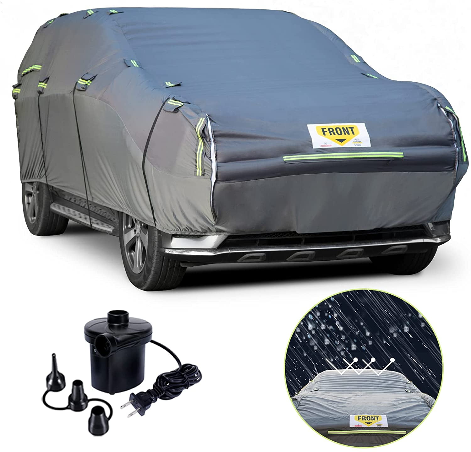 WARSUN Hail Car Cover with Thickened Inflatable PVC Airbag Inner Full Car Cover Length Between 166