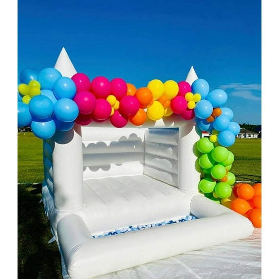 WARSUN Inflatable White Bounce House, 10x8x8FT, with Ball Pool & Blower, for Kids, 2-3 Years