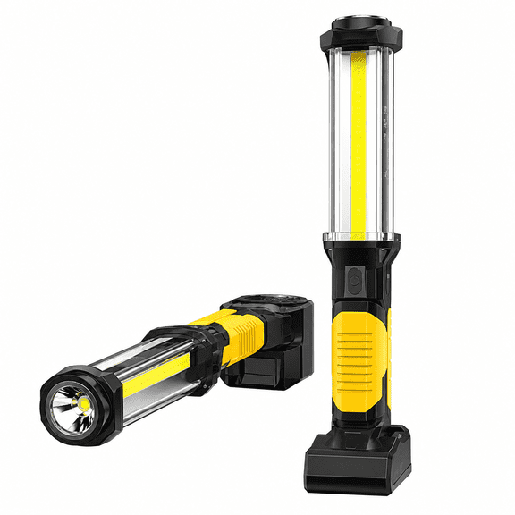 WARSUN LED Work Light 2 Pack Rechargeable Portable Flashlight, 1500 Lumens COB Magnetic Handheld Work Lights with Hook, Type-C Charging, Battery Indicator for Car Repair, Inspection, Emergency and Ou