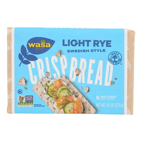 WASA - Light Rye Whole Grain Crispbread - 9.5 OZ, Case of 12