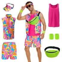 WASFDN 80s Men Workout Costume Halloween Cosplay Couples Outfits 80s 90s Workout Costume Outfit Set for Adult Men,L