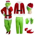thumbnail image 1 of WASFDN Adult Christmas Costumes Men,Green Big Monster 6PCS Deluxe Santa Suit Furry Xmas Halloween Cosplay Outfit,S, 1 of 8
