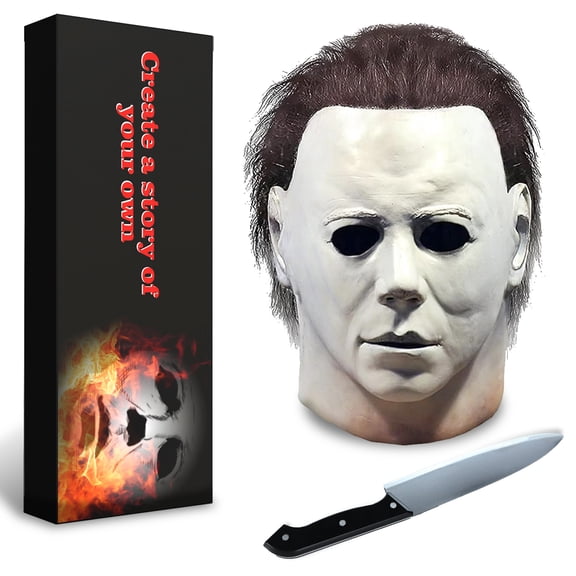 WASFDN Halloween Horror Mask for Men Masquerade Cosplay Party Mask with Knife Props Scary Adult Cosplay Costume