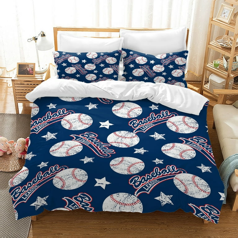 WASFDN Kids Duvet Cover Baseball Bedding Set for Children Boys