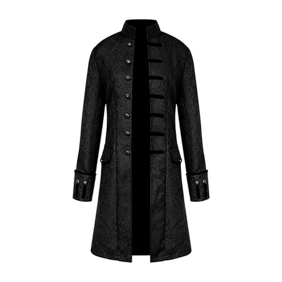 WASFDN Medieval Halloween Costumes Male Coat Victorian Court Uniform Renaissance Outfit Vintage Festival Cosplay Daily Costume,Black,S