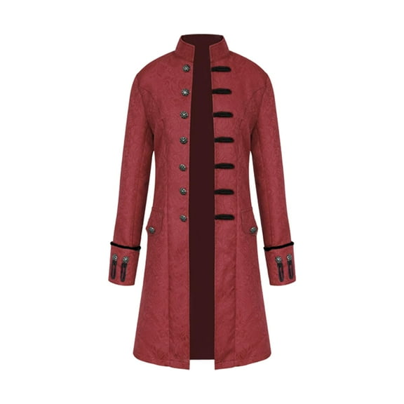 WASFDN Medieval Halloween Costumes Male Coat Victorian Court Uniform Renaissance Outfit Vintage Festival Cosplay Daily Costume,Red,S