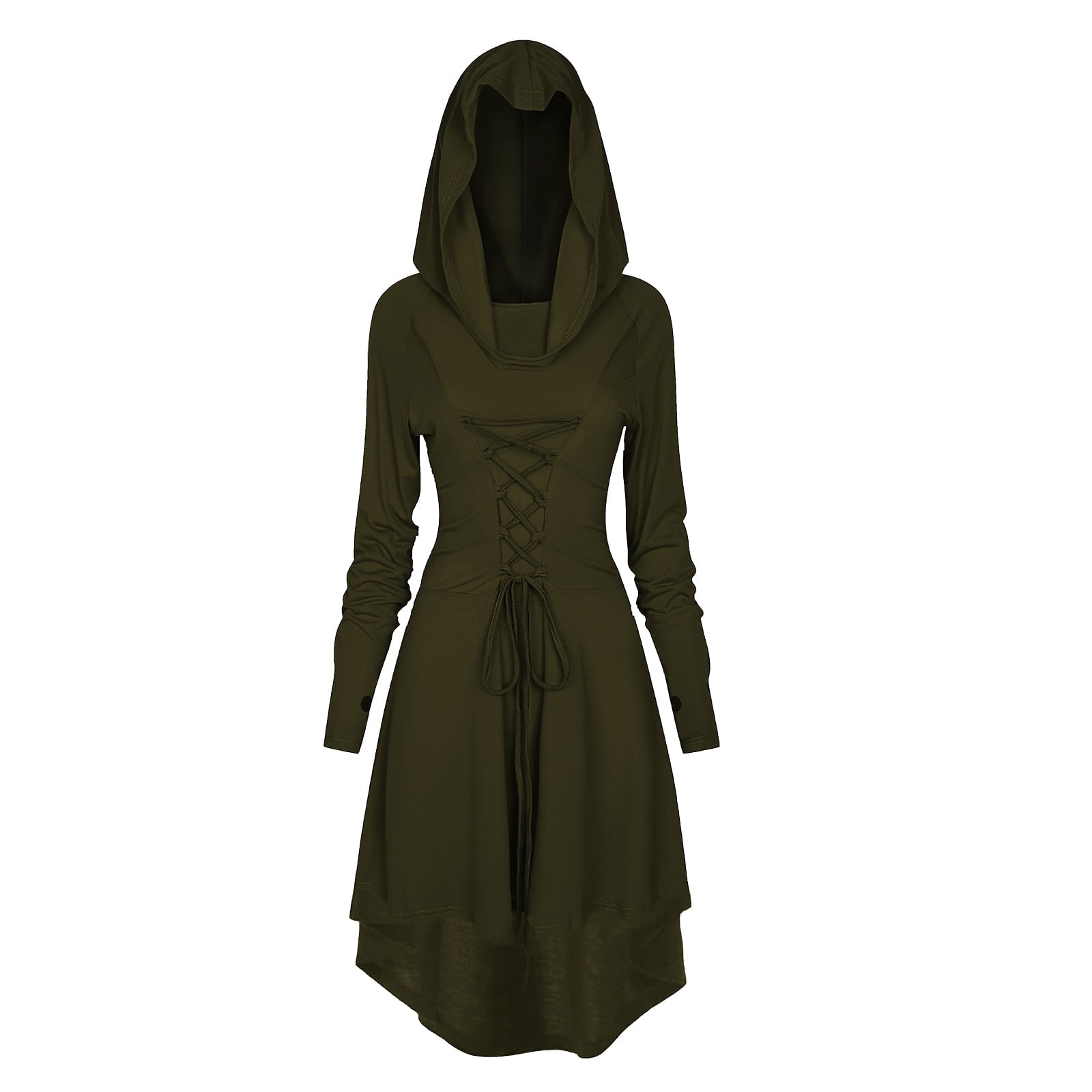 WASFDN Womens Renaissance Costumes Hooded Robe Lace Up Renaissance Dress  Women Halloween Vintage Medieval Cloak(Green,2XL) - Walmart.com