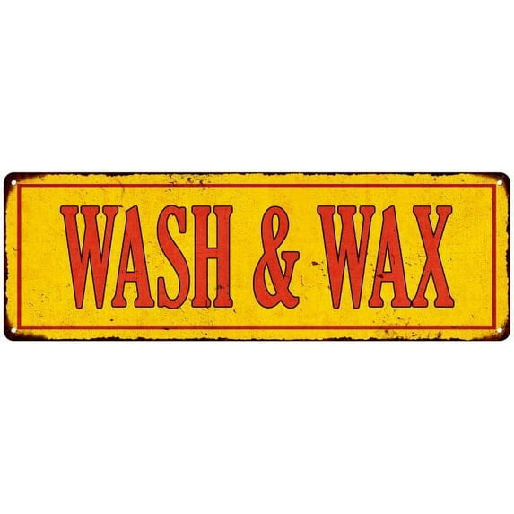 WASH & WAX Vintage Looking Metal Sign Shop Oil Gas 6x18 Garage 106180064013