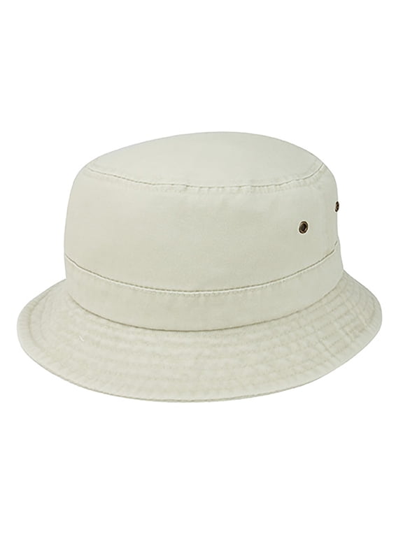 WASHED BUCKET HAT BEIGE, Medium Large