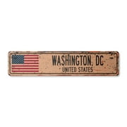 WASHINGTON DC UNITED STATES Vintage Aluminum Street Sign American flag city country rustic metal tin gift | Indoor/Outdoor | 18" Wide