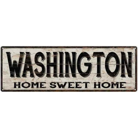 WASHINGTON Rustic Home Sweet Home Sign Gift 6x18 Metal Decor 106180084138