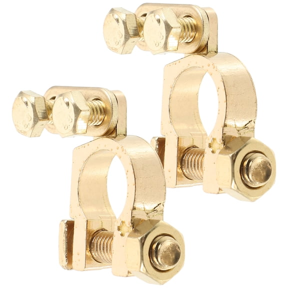 WASHWEPE 1 Pair Golden Battery Terminal Clamps Easy Installation for Automotive Use Technicians