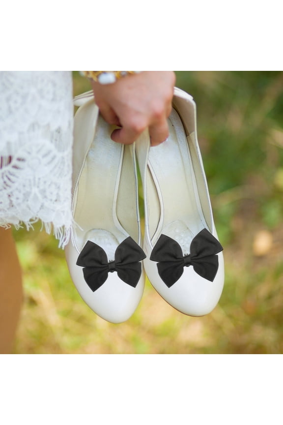 1 Pair Small Bow for Shoes in Black with Detachable Bowknot Design for Street Photos and Parties