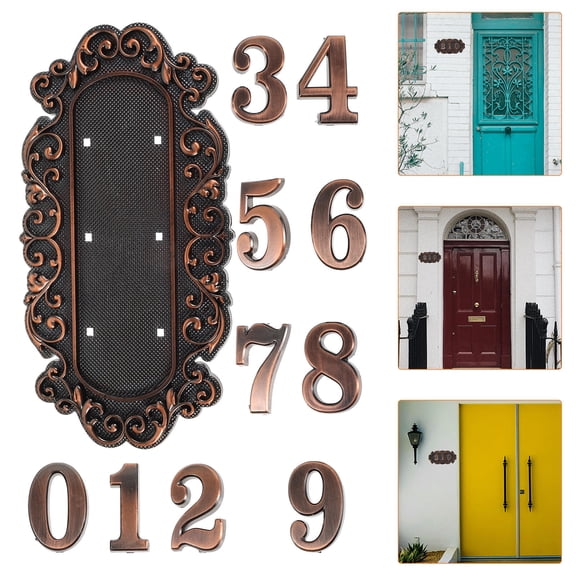 WASHWEPE 1 Set Bronze Plastic House Number Plaques with Hanging Feature for Office Buildings 11.8X3.3X0.4in