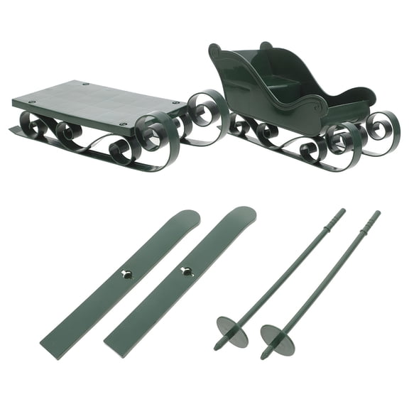 WASHWEPE 1 Set Desktop Sleigh Adornment Green Plastic for Christmas Party Layout